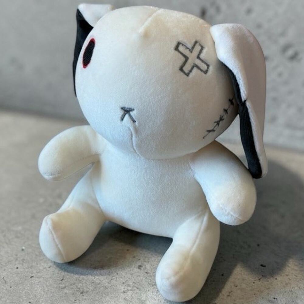 Goth Bunny Plush Creepy Stuffed Animal dreadful Stitched Cross Eye Crazy Emo